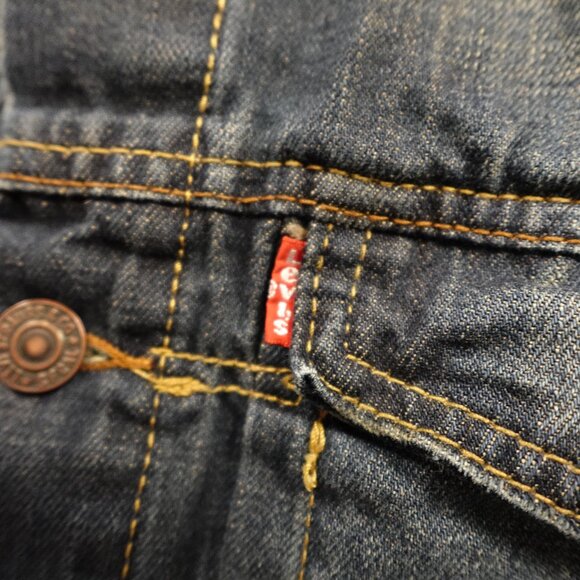 Levi’s Denim Trucker Jacket Hoodie Youth Large Blue Jean Sweatshirt - Picture 2 of 10